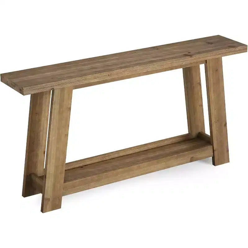 Lantine 63 Solid Wood Console Tables, 2-Tier Farmhouse Entryway Table, Narrow Sofa Table Behind Couch for Living Room, Hallway, Foyer