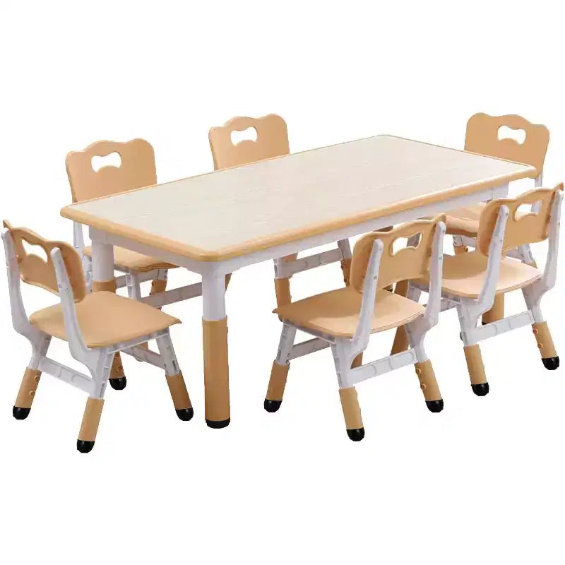 Ensemble bureau et chaise pour enfants, bureau réglable en hauteur, 6 places, convient aux enfants de 2 à 10 ans, avec plateau de dessin et pieds antidérapants