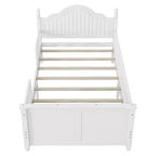 Lit plateforme contemporain GDFStudio Theodore pour enfants avec tête et pied de lit et barrières de sécurité