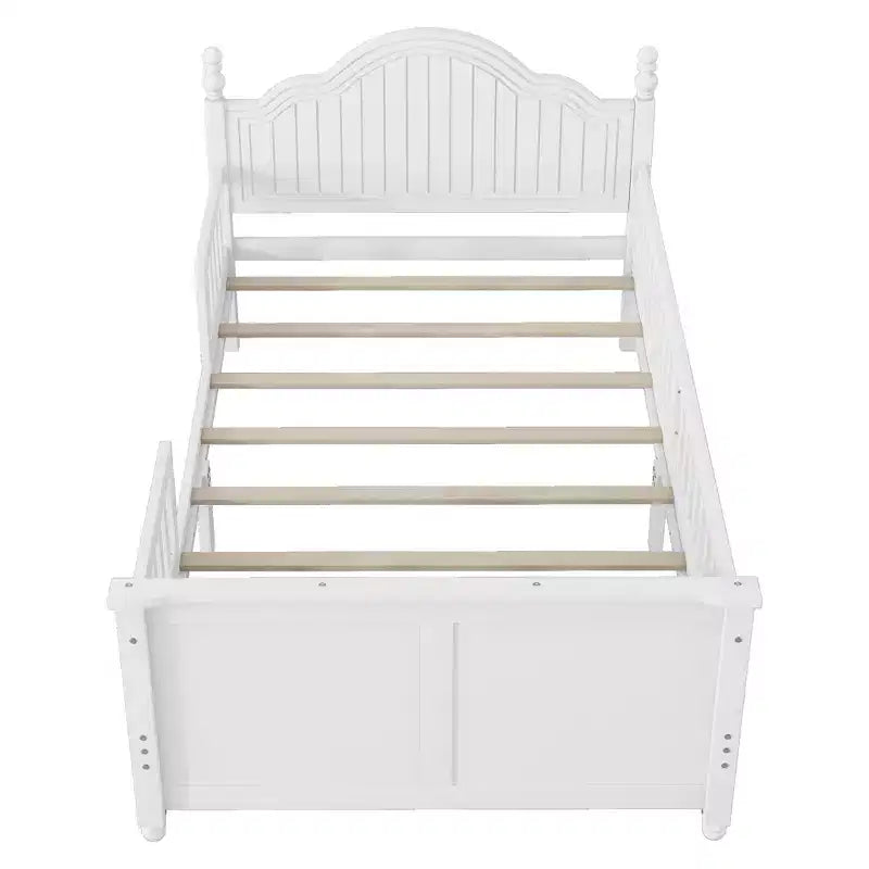 Lit plateforme contemporain GDFStudio Theodore pour enfants avec tête et pied de lit et barrières de sécurité