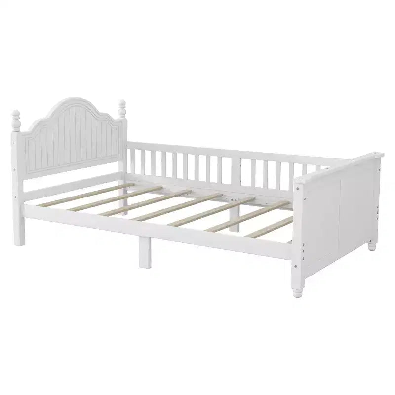 Lit plateforme contemporain GDFStudio Theodore pour enfants avec tête et pied de lit et barrières de sécurité