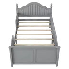 Lit plateforme contemporain GDFStudio Theodore pour enfants avec tête et pied de lit et barrières de sécurité