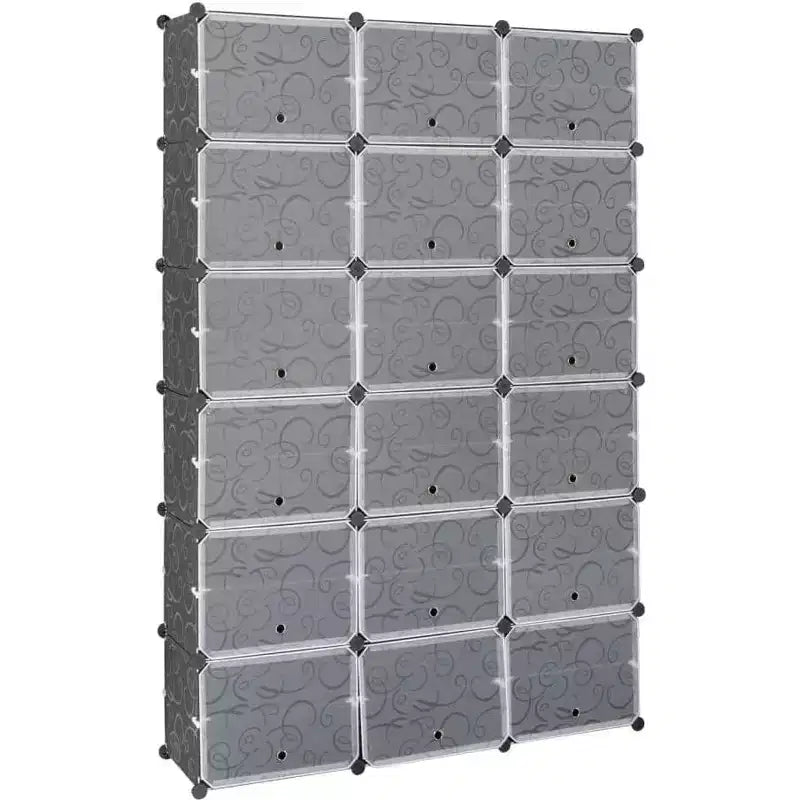 Acekool 12 Tier Shoe Rack Organizer, Expandable Modular Plastic Shoe Cabinet with Doors, Large Entryway Storage