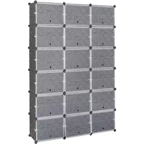Acekool 12 Tier Shoe Rack Organizer, Expandable Modular Plastic Shoe Cabinet with Doors, Large Entryway Storage
