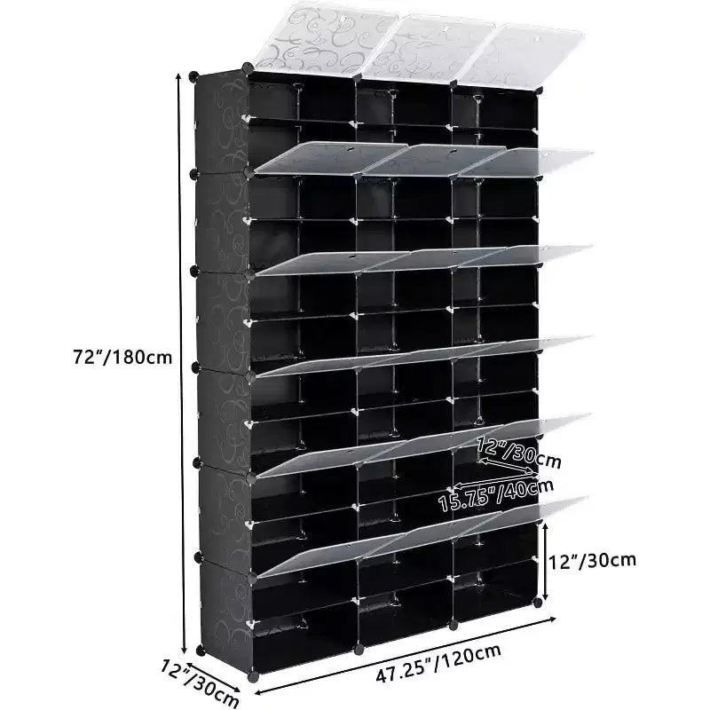 Acekool Étagère à Chaussures 12 Niveaux, Meuble à Chaussures Modulable en Plastique avec Portes, Grand Rangement d'Entrée