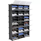 Acekool Étagère à Chaussures 12 Niveaux, Meuble à Chaussures Modulable en Plastique avec Portes, Grand Rangement d'Entrée