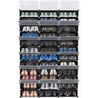 Acekool Étagère à Chaussures 12 Niveaux, Meuble à Chaussures Modulable en Plastique avec Portes, Grand Rangement d'Entrée