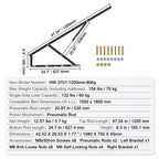 VEVOR Vérin de lit, taille de lit compatible 150 x 180 cm, charge de 70 kg, kit de quincaillerie mécanique pour lit mural DIY, support de lit robuste à levier pneumatique, noir