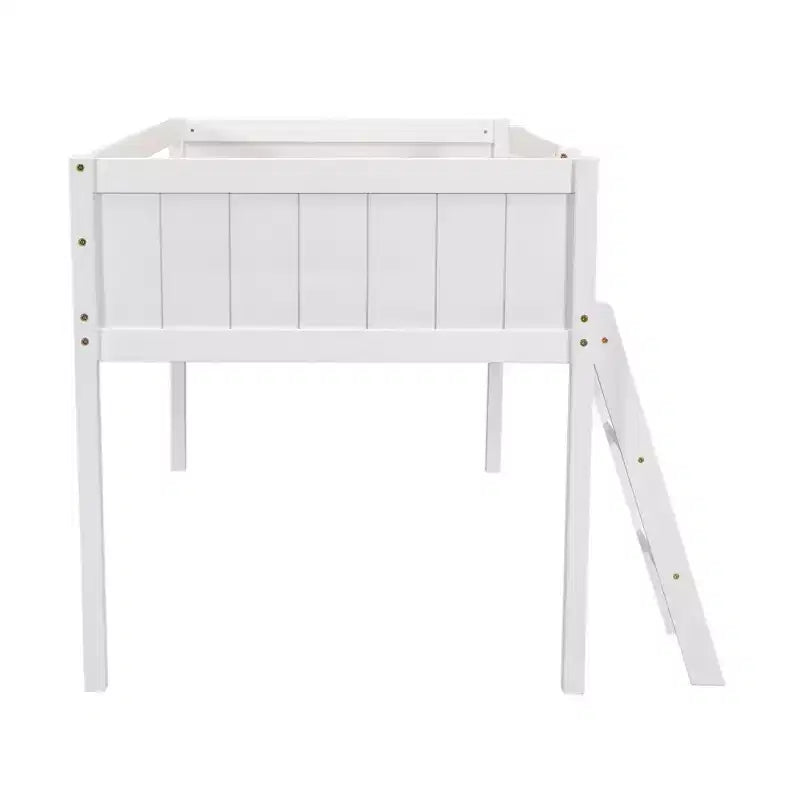 Okak Lit mezzanine enfant double/grand format 79,5 pouces avec échelle amovible, cadres de lit avec garde-corps de sécurité, lit mezzanine pour chambre d'enfant, salle de jeux