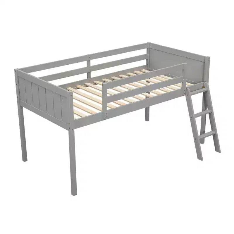 Okak Lit mezzanine enfant double/grand format 79,5 pouces avec échelle amovible, cadres de lit avec garde-corps de sécurité, lit mezzanine pour chambre d'enfant, salle de jeux