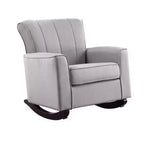 Fauteuil à bascule Royal Hampton de 34 pouces, cadre en bois, lin gris touffeté à canaux verticaux