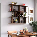 Étagère à vin murale CuisinSmart, étagère de bar suspendue à 3 niveaux grande capacité, porte-verres à vin, étagère de présentation pour bouteilles de vin, pour la décoration de la cuisine ou de la salle à manger