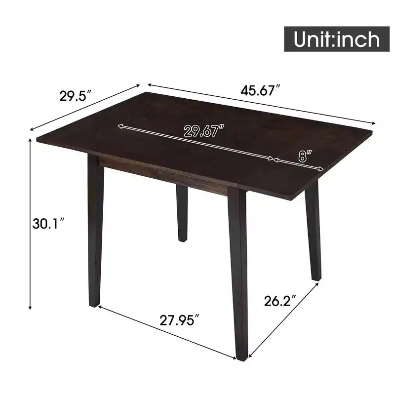 Okak 30X45IN Ensemble de table à manger extensible minimaliste pour 4, table de cuisine avec pieds en bois d'hévéa, table pliante pour salle à manger, petits espaces