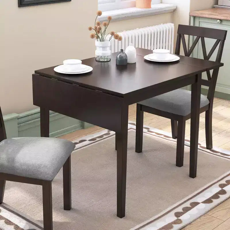 Okak 30X45IN Ensemble de table à manger extensible minimaliste pour 4, table de cuisine avec pieds en bois d'hévéa, table pliante pour salle à manger, petits espaces