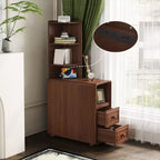Table d'appoint et de coin Whisen avec tiroirs, étagères ouvertes pour chambre et coin - Noyer