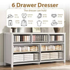 Commode à 7 tiroirs pour chambre à coucher, commode de 137 cm de large avec armoire de rangement pour vêtements, blanc