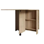 Table de cuisine extensible moderne Okak 55 po, table à manger peu encombrante avec 2 roulettes et 2 étagères de rangement, table pliante pour salon, en bois