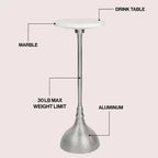 JONATHAN Y Ava 23.75 Table d'appoint contemporaine Art déco en métal avec plateau rond en marbre blanc et base martelée