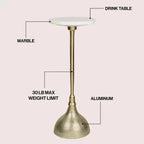 JONATHAN Y Ava 23.75 Table d'appoint contemporaine Art déco en métal avec plateau rond en marbre blanc et base martelée