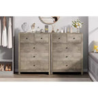 Commode à 5 tiroirs cannelés, commode moderne en grain de bois, avec tiroirs profonds