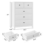 Commode à 5 tiroirs cannelés, commode moderne en grain de bois, avec tiroirs profonds