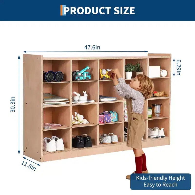Meuble de rangement à 20 compartiments avec roulettes, Organisateur mobile avec dispositif anti-basculement pour salle de classe et maison