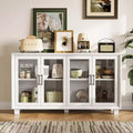 Famapy Glass-Door Kitchen Pantry Cabinet,Kitchen Sideboard Buffet Storage Cabinet,Multi - Shelf Storage for Organization,for Dining Room,Brown/White