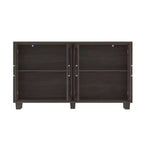 Placard de cuisine Famapy avec porte vitrée, buffet de cuisine, armoire de rangement multi-étagères pour l'organisation, pour salle à manger, marron/blanc