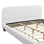 Cadre de lit rembourré California King, lit plateforme élégant en tissu chenille avec pieds en bois d'hévéa massif - ModernLuxe