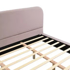 Cadre de lit rembourré California King, lit plateforme élégant en tissu chenille avec pieds en bois d'hévéa massif - ModernLuxe