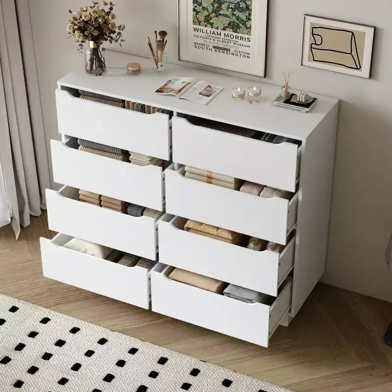 Commode de chambre Okak Modern 6/9 tiroirs avec poignée, commode en bois minimaliste, commode pour chambre à coucher, entrée