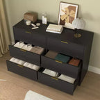 Commode de chambre Okak Modern 6/9 tiroirs avec poignée, commode en bois minimaliste, commode pour chambre à coucher, entrée