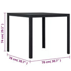vidaXL Table basse carrée en polyéthylène haute densité et acier - Mobilier de jardin - Design moderne et légère - Noire