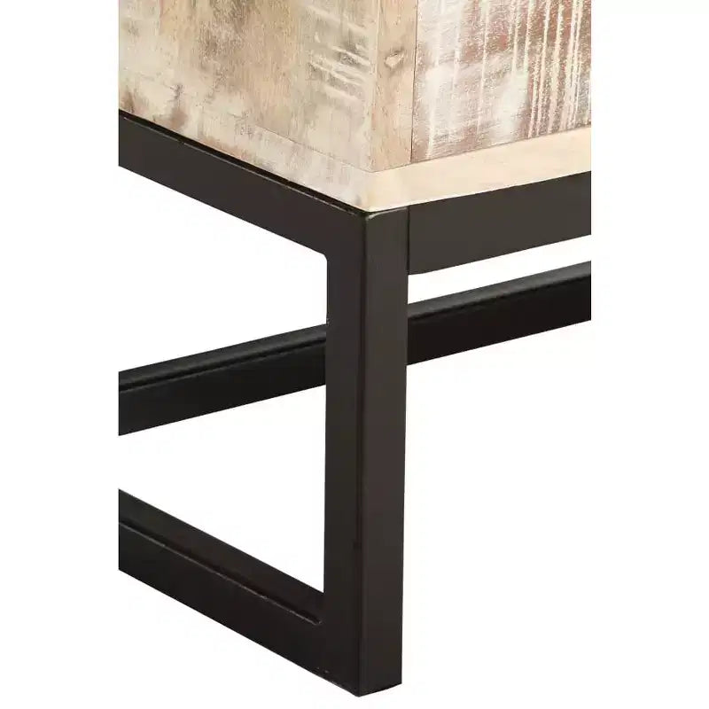 vidaXL Table basse blanche en bois d'acacia massif et acier revêtu par poudre, grande