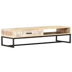vidaXL Table basse blanche en bois d'acacia massif et acier revêtu par poudre, grande