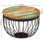 vidaXL Table basse multicolore Bois de récupération massif, acier Petite
