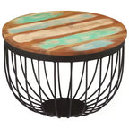 vidaXL Table basse multicolore Bois de récupération massif, acier Petite