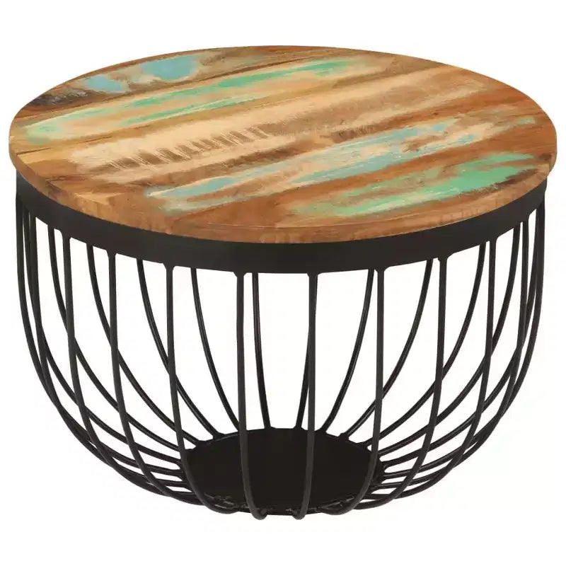 vidaXL Table basse multicolore Bois de récupération massif, acier Petite