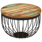 vidaXL Table basse multicolore Bois de récupération massif, acier Petite