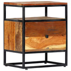 vidaXL Table de chevet/Table de nuit élégante de style Mid-Century 40x30x50 cm, en bois de récupération massif durable et en acier enduit de poudre Marron