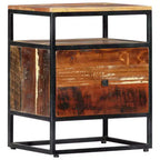 vidaXL Table de chevet/Table de nuit élégante de style Mid-Century 40x30x50 cm, en bois de récupération massif durable et en acier enduit de poudre Marron
