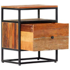 vidaXL Table de chevet/Table de nuit élégante de style Mid-Century 40x30x50 cm, en bois de récupération massif durable et en acier enduit de poudre Marron