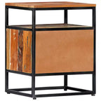 vidaXL Table de chevet/Table de nuit élégante de style Mid-Century 40x30x50 cm, en bois de récupération massif durable et en acier enduit de poudre Marron
