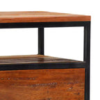 vidaXL Table de chevet/Table de nuit élégante de style Mid-Century 40x30x50 cm, en bois de récupération massif durable et en acier enduit de poudre Marron