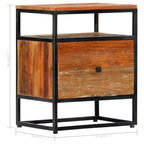 vidaXL Table de chevet/Table de nuit élégante de style Mid-Century 40x30x50 cm, en bois de récupération massif durable et en acier enduit de poudre Marron