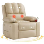 Fauteuil inclinable électrique 360° surdimensionné, pivotant et berçant, avec fonction chauffante et massante (similicuir, pour salon/chambre/crèche)