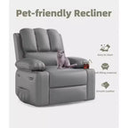 Fauteuil inclinable électrique 360° surdimensionné, pivotant et berçant, avec fonction chauffante et massante (similicuir, pour salon/chambre/crèche)