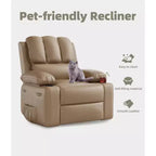Fauteuil inclinable électrique 360° surdimensionné, pivotant et berçant, avec fonction chauffante et massante (similicuir, pour salon/chambre/crèche)
