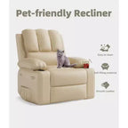 Fauteuil inclinable électrique 360° surdimensionné, pivotant et berçant, avec fonction chauffante et massante (similicuir, pour salon/chambre/crèche)