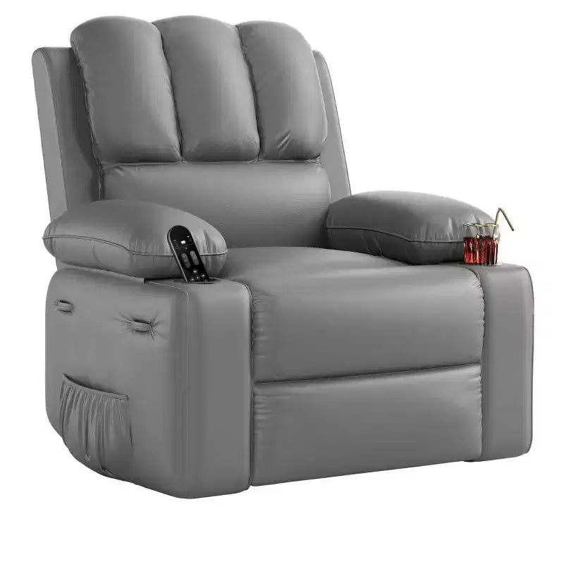 Fauteuil inclinable électrique 360° surdimensionné, pivotant et berçant, avec fonction chauffante et massante (similicuir, pour salon/chambre/crèche)